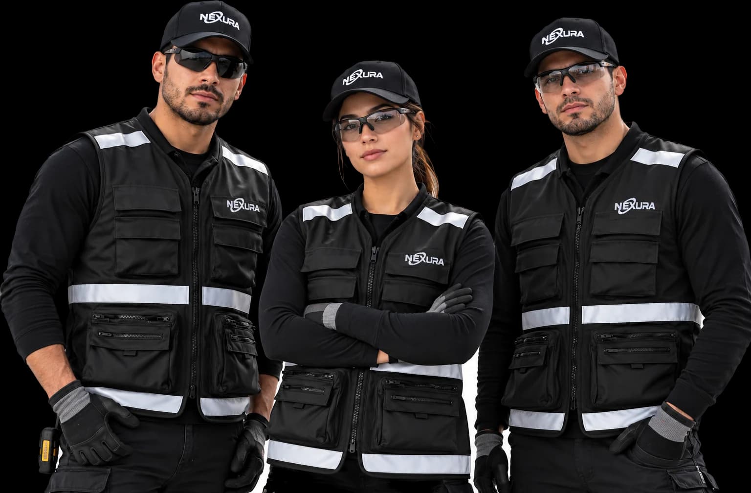 Equipo de inspección de NEXURA QS con chalecos y equipo de protección